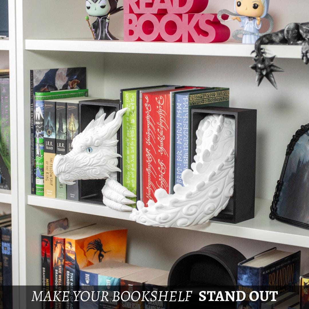 Cloud Dragon Book Nook, 3D Printed Fantasy Shelf Insert, Mythical Bookshelf Decor