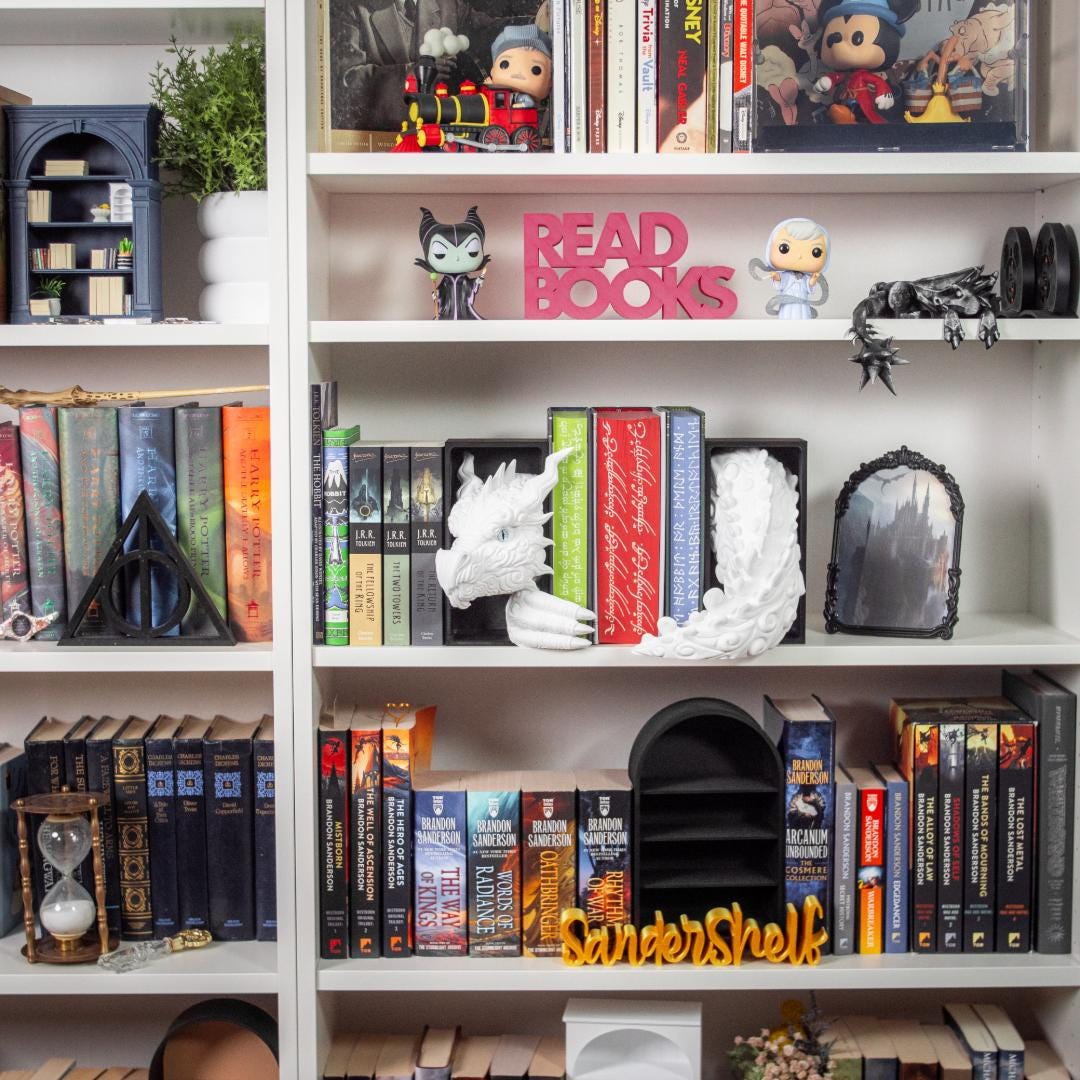 Cloud Dragon Book Nook, 3D Printed Fantasy Shelf Insert, Mythical Bookshelf Decor