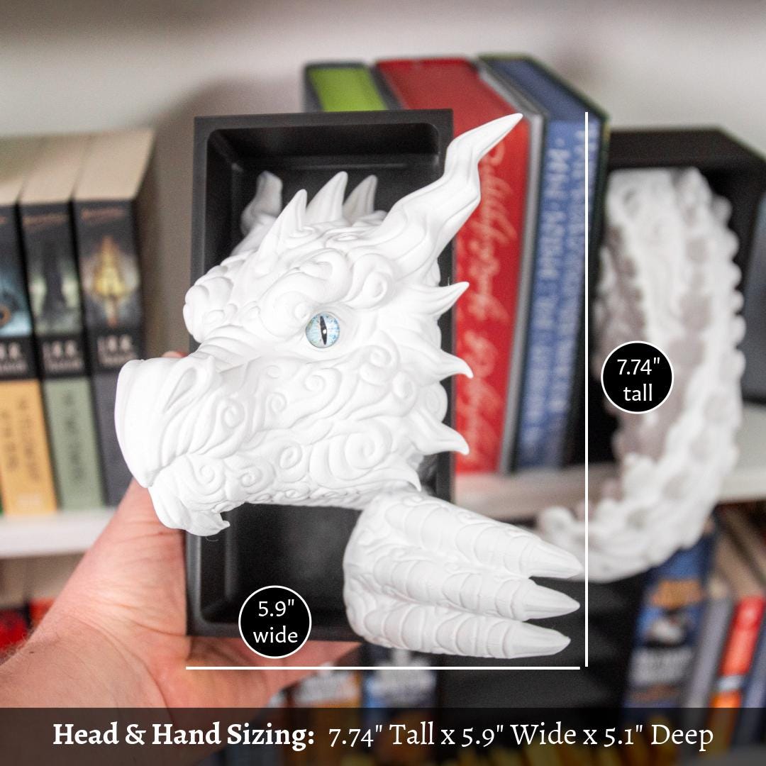Cloud Dragon Book Nook, 3D Printed Fantasy Shelf Insert, Mythical Bookshelf Decor