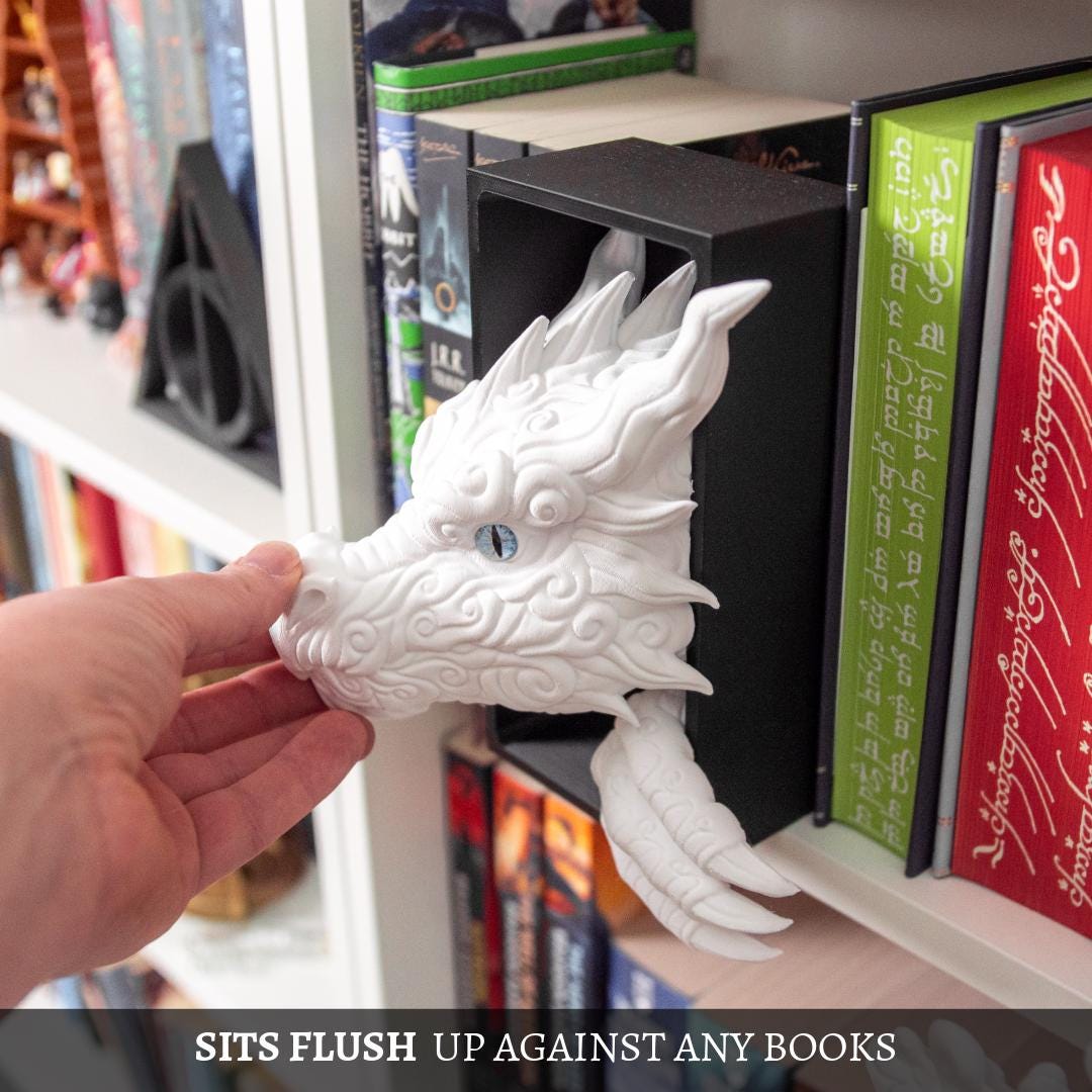 Cloud Dragon Book Nook, 3D Printed Fantasy Shelf Insert, Mythical Bookshelf Decor