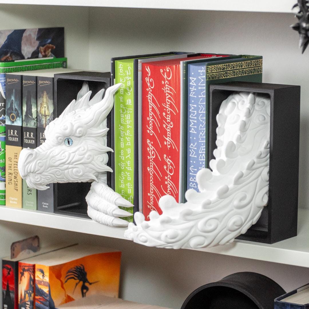 Cloud Dragon Book Nook, 3D Printed Fantasy Shelf Insert, Mythical Bookshelf Decor