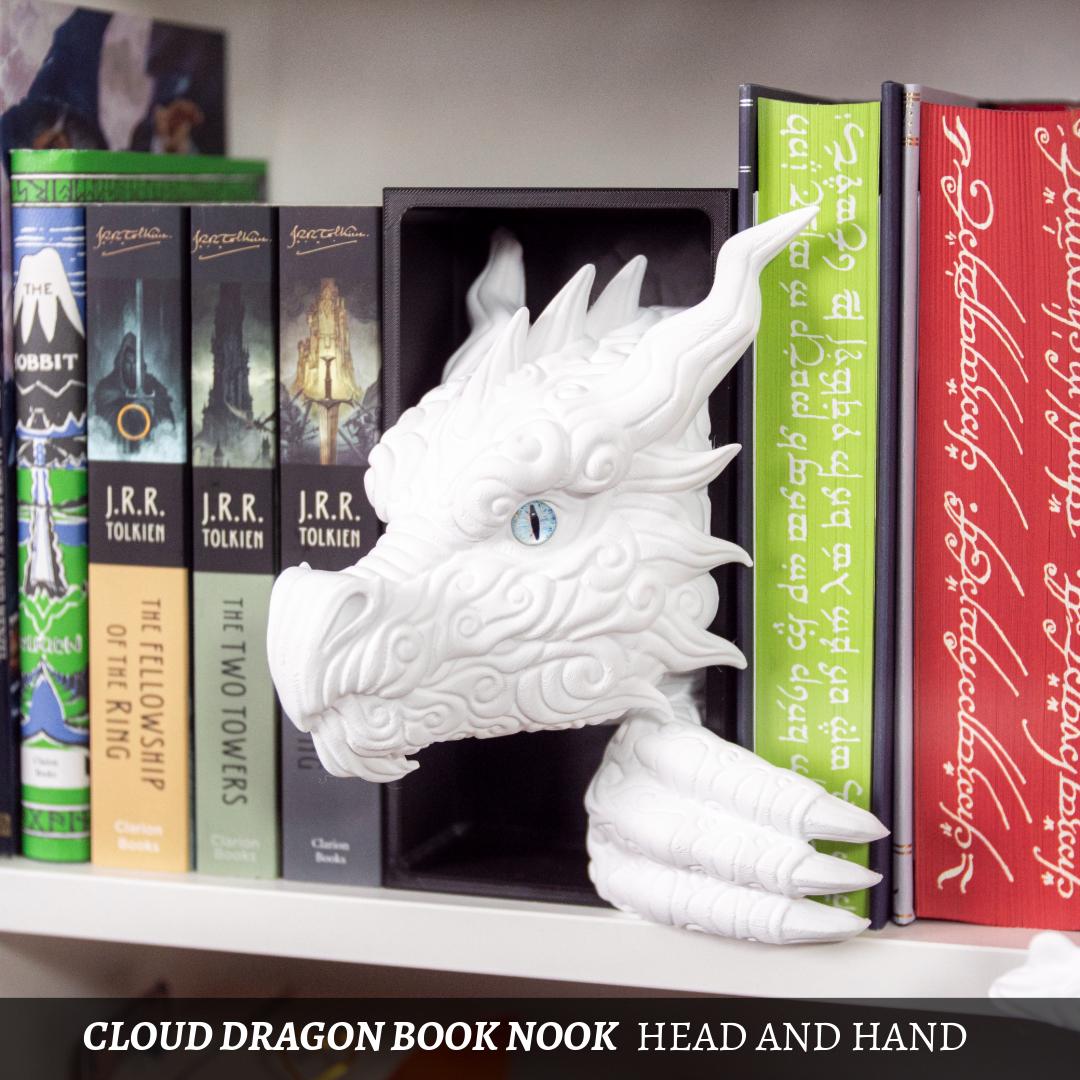 Cloud Dragon Book Nook, 3D Printed Fantasy Shelf Insert, Mythical Bookshelf Decor