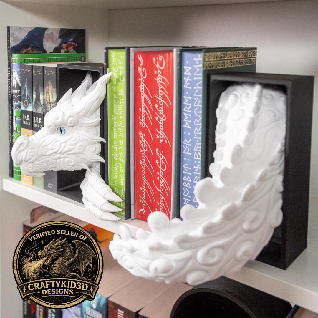 Cloud Dragon Book Nook, 3D Printed Fantasy Shelf Insert, Mythical Bookshelf Decor